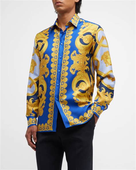 gold versace silk shirt|versace silk shirt price.